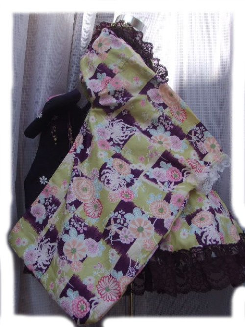 他の写真2: ゴスロリ着物ドレス（浴衣）紫系和風花柄菊