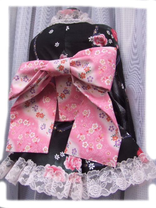 他の写真2: ★ゴスロリ着物ドレス（浴衣）和風ぼかし花柄黒ピンク★
