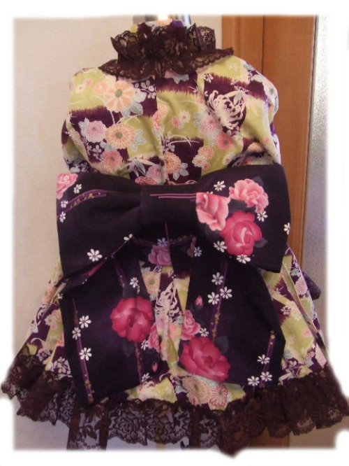 他の写真3: ゴスロリ着物ドレス（浴衣）紫系和風花柄菊