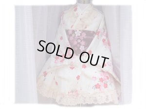 画像1: ★ゴスロリ着物ドレス（浴衣）和風桜白ピンク