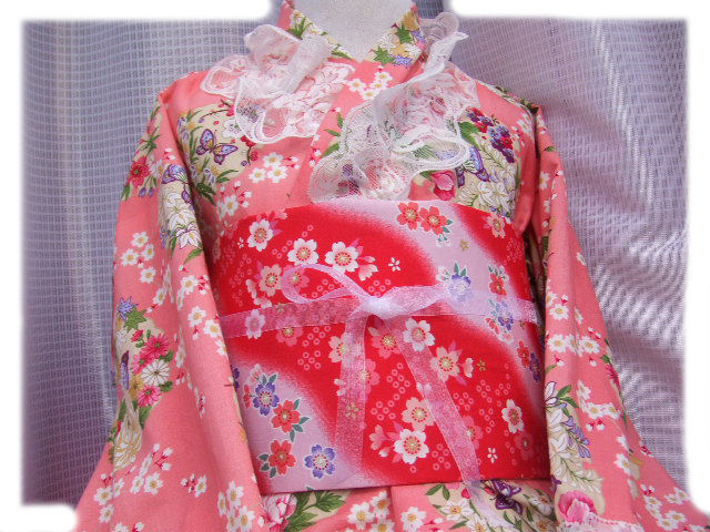 画像: ★ゴスロリ着物ドレス（浴衣）和風開花柄ピンク★