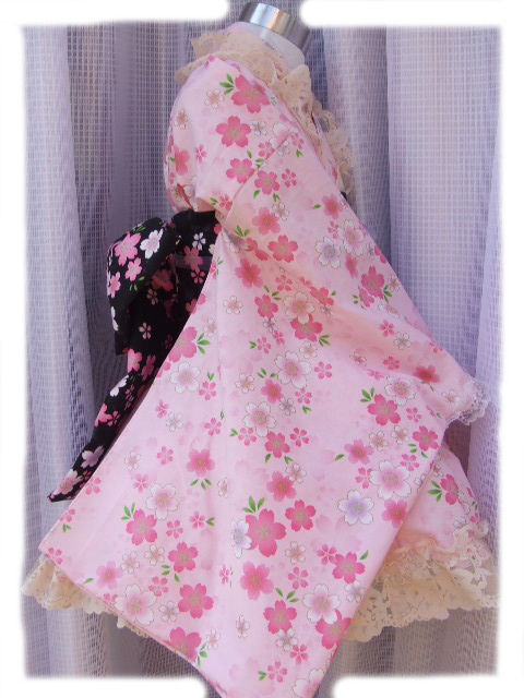 画像: ゴスロリ着物ドレス（浴衣）ピンク桜柄