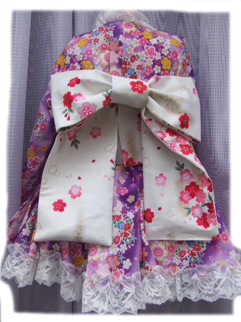 画像: ゴスロリ着物ドレス（浴衣）和風紫花柄